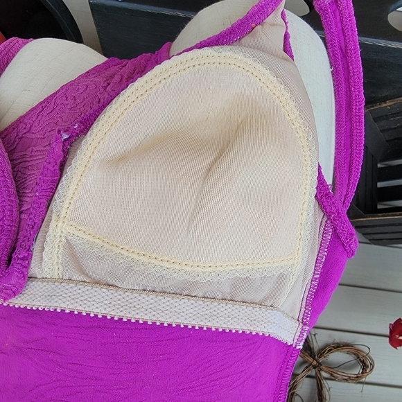 LA BLANCA ♡ Absolutely Gorgeous Vintage Purple 1pc Padded Bralette Swimsuit 10 - Picture 12 of 15